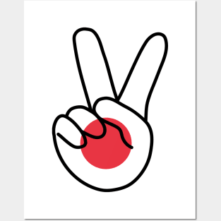 Japan Flag V Sign Posters and Art